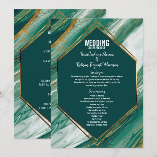 Emerald Green Gold Abstrakt Agate Marble Program Programm (Vorne/Hinten)