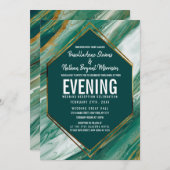 Emerald Green Gold Abstrakt Agate Marmor Empfang Einladung (Vorne/Hinten)