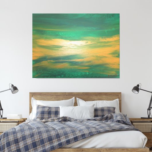 Emerald Green Gold Abstrakt Art Contemporary Leinwanddruck (Insitu (Schlafzimmer))
