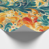 Emerald Green & Gold Abstrakt Paisley Blätter (3) Geschenkpapier (Ecke)