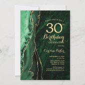 Emerald Green Gold Agate 30. Geburtstag Einladung (Vorderseite)