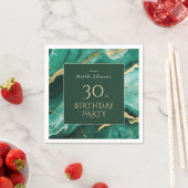 Emerald Green Gold Agate 30. Geburtstag Party Serviette (Beispiel)