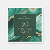 Emerald Green Gold Agate 30. Geburtstag Party Serviette (Vorderseite)