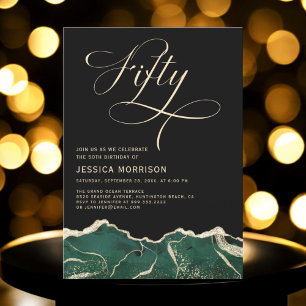 Emerald Green Gold Agate 50. Geburtstagsparty Einladung