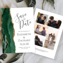 Emerald Green Gold Agate 5-Foto Save the Date