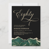 Emerald Green Gold Agate 80. Achtzig Geburtstag Einladung (Vorderseite)