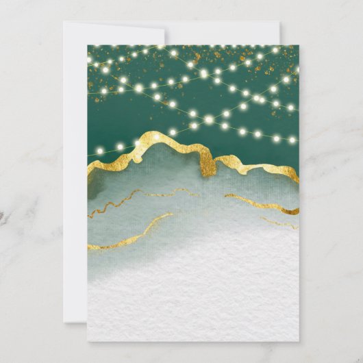 Emerald Green Gold Agate and Lights Polterabend Einladung (Rückseite)