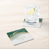 Emerald Green Gold Agate and Lights Wedding Rechteckiger Pappuntersetzer (Vor Ort)