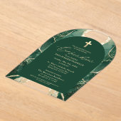 Emerald Green Gold Agate Bestätigung Moderne Acryleinladungen (Ablage )