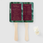 Emerald Green Gold Agate Burgundy Wedding Program Fächer (Vorne und Hinten)