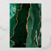 Emerald Green Gold Agate Burnt Orange Wedding Folieneinladung (Rückseite)