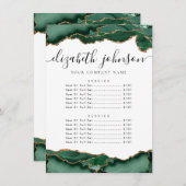 Emerald Green Gold Agate Business Company Price Einladung (Vorne/Hinten)