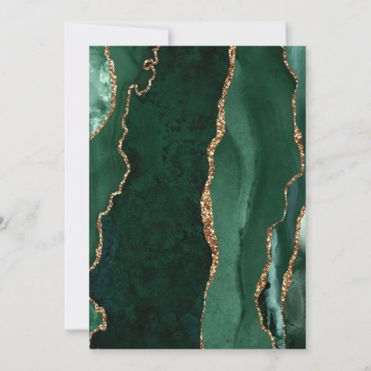 Emerald Green Gold Agate Champagne Save the Date (Rückseite)