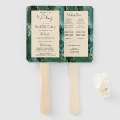 Emerald Green Gold Agate Champagne Wedding Program Fächer (Vorne und Hinten)