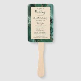 Emerald Green Gold Agate Champagne Wedding Program Fächer