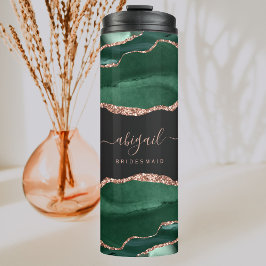 Emerald Green Gold Agate Dark Bridesmaid Hochzeit Thermosbecher