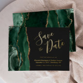 Emerald Green Gold Agate Dark Save the Date Folieneinladung