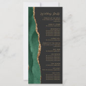 Emerald Green Gold Agate Dark Wedding Program (Rückseite)