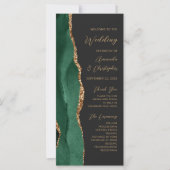 Emerald Green Gold Agate Dark Wedding Program (Vorderseite)