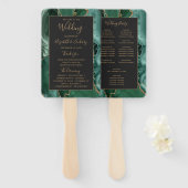 Emerald Green Gold Agate Dark Wedding Program Fächer (Vorne und Hinten)