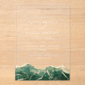 Emerald Green Gold Agate Elegante Moderne Hochzeit Acryleinladungen (Vorderseite)