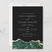 Emerald Green Gold Agate Elegante Moderne Hochzeit Einladung (Vorderseite)