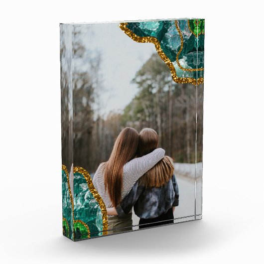 Emerald Green Gold Agate Geode BESTE FREUNDIN Fami Fotoblock (Links)