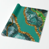 Emerald Green & Gold Agate Geode Glitzer Geschenkpapier (Ungerollt)