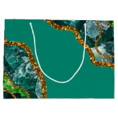 Emerald Green & Gold Agate Geode Glitzer Große Geschenktüte (Rückseite)