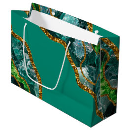 Emerald Green & Gold Agate Geode Glitzer Große Geschenktüte