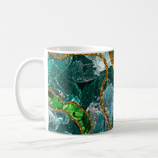 Emerald Green & Gold Agate Geode Glitzer Kaffeetasse (Links)