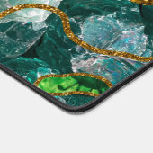 Emerald Green & Gold Agate Geode Glitzer Monogram Schreibtischunterlage (Ecke)