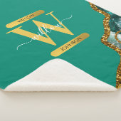 Emerald Green & Gold Agate Geode Glitzer Monogram Sherpadecke (3/4)