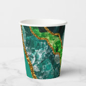 Emerald Green & Gold Agate Geode Glitzer Pappbecher (Rückseite)