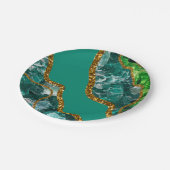 Emerald Green & Gold Agate Geode Glitzer Pappteller (Schrägansicht)