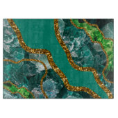 Emerald Green & Gold Agate Geode Glitzer Schneidebrett (Vorderseite)