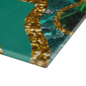 Emerald Green & Gold Agate Geode Glitzer Schneidebrett (Ecke)