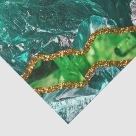 Emerald Green & Gold Agate Geode Glitzer Seidenpapier (Ausschnitt)