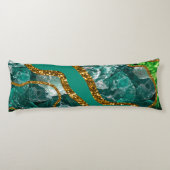 Emerald Green & Gold Agate Geode Glitzer Seitenschläferkissen (Rückseite)