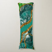 Emerald Green & Gold Agate Geode Glitzer Seitenschläferkissen (Vorderseite Vertikal)