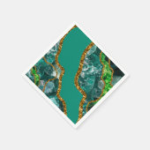 Emerald Green & Gold Agate Geode Glitzer Serviette (Ecke)