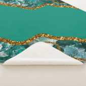 Emerald Green & Gold Agate Geode Glitzer Sherpadecke (3/4)