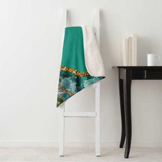 Emerald Green & Gold Agate Geode Glitzer Sherpadecke (Beispiel)