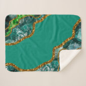 Emerald Green & Gold Agate Geode Glitzer Sherpadecke (Vorderseite (Horizontal))