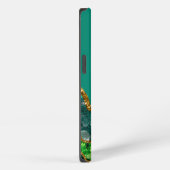 Emerald Green & Gold Agate Geode Monogram iPhone Hülle (Rechte Seite)