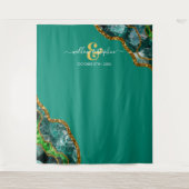 Emerald Green & Gold Agate Geode Wedding Backgroun Wandteppich (Vorderseite)