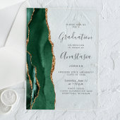 Emerald Green Gold Agate Gray Text Graduation Acryleinladungen