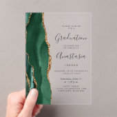 Emerald Green Gold Agate Gray Text Graduation Acryleinladungen (Insitu (Handheld))
