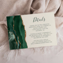 Emerald Green Gold Agate Ivory Wedding Details