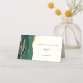 Emerald Green Gold Agate Ivory Wedding Table Platzkarte (Vorderseite)